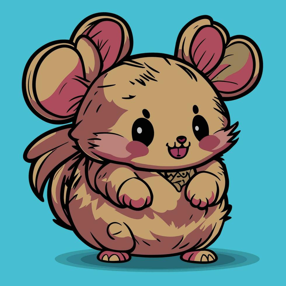 fofa gordo rato kawaii, vetor desenho animado mascote ilustração