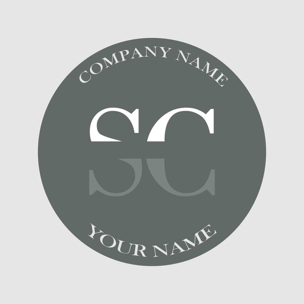 inicial sc logotipo carta monograma luxo mão desenhado vetor