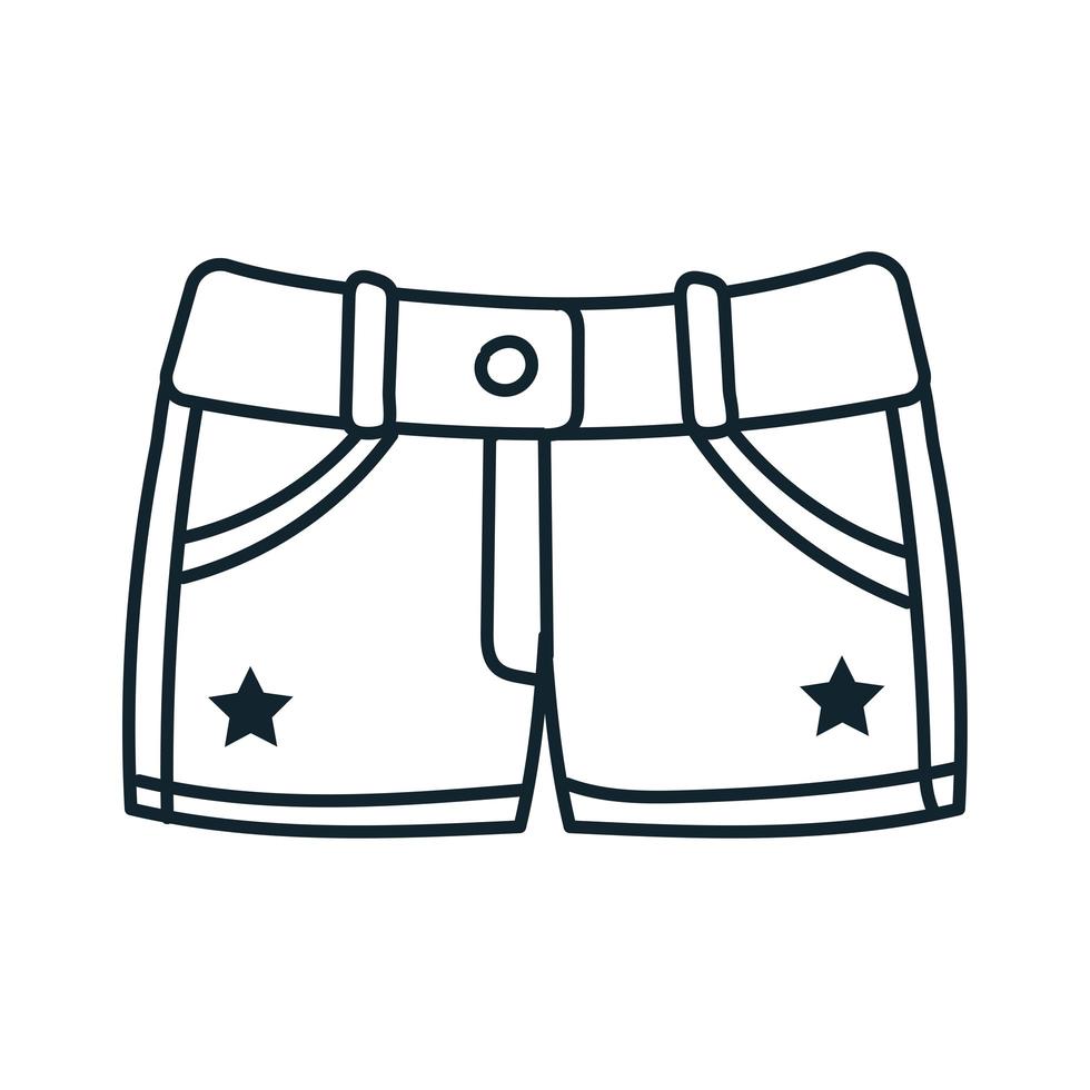 shorts quentes com estrelas estilo de linha do dia da independência vetor