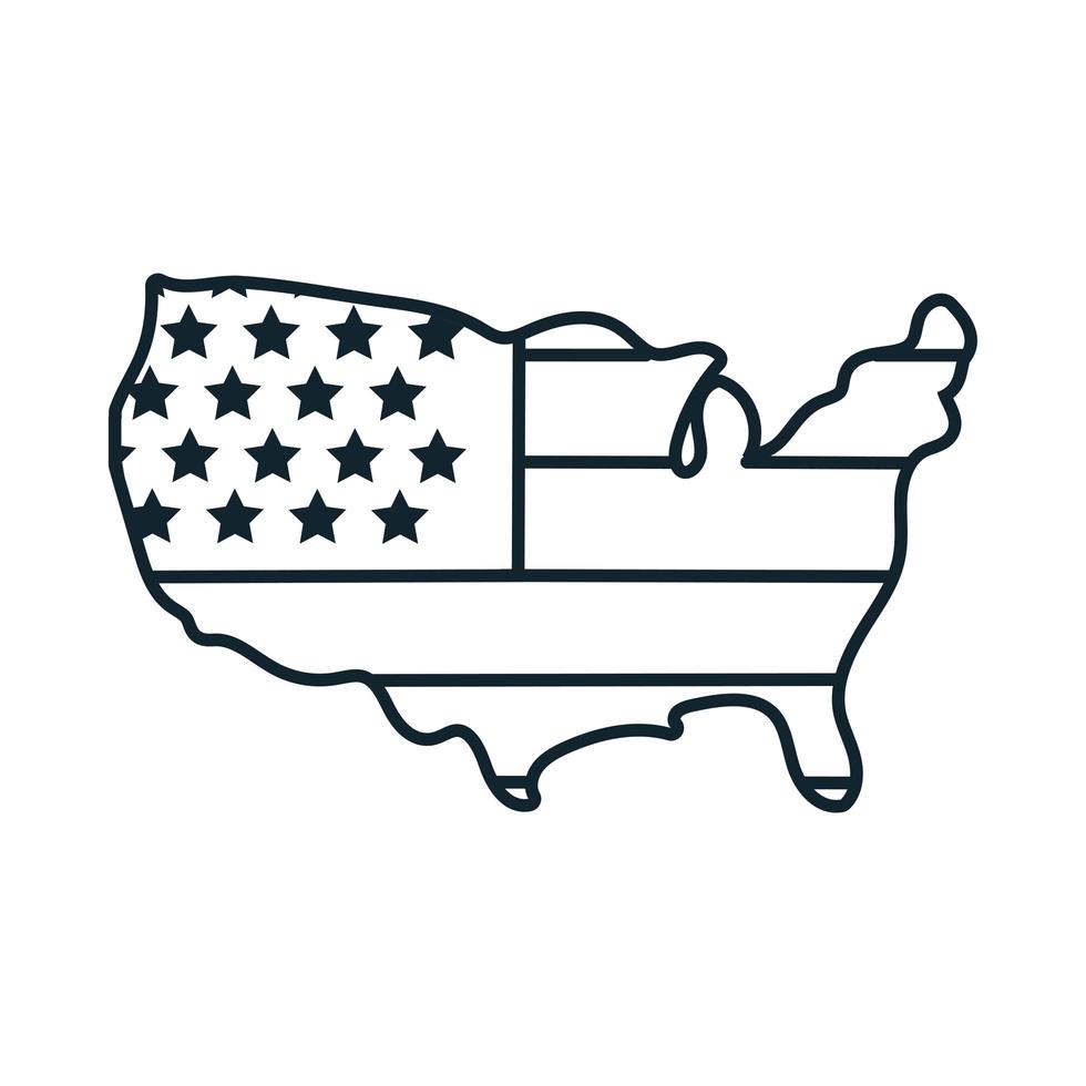 mapa dos EUA com estilo de linha de bandeira vetor