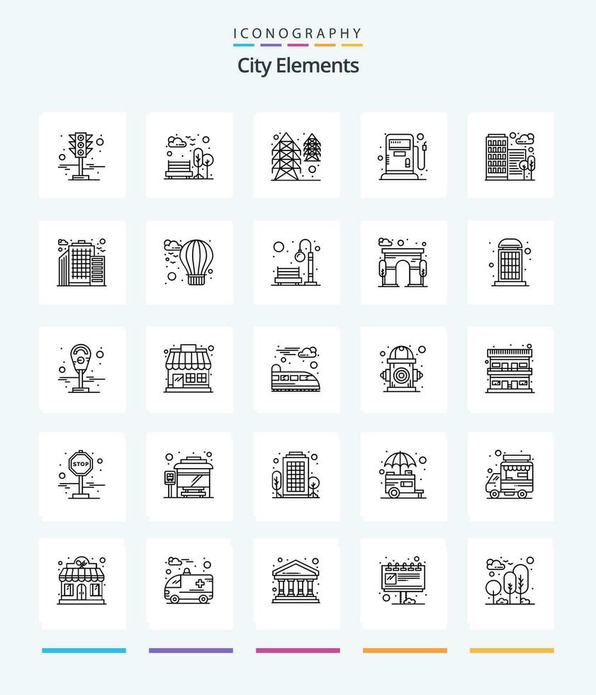 criativo cidade elementos 25 esboço ícone pacote tal Como casa. prédio. eletricidade. estação. combustível vetor