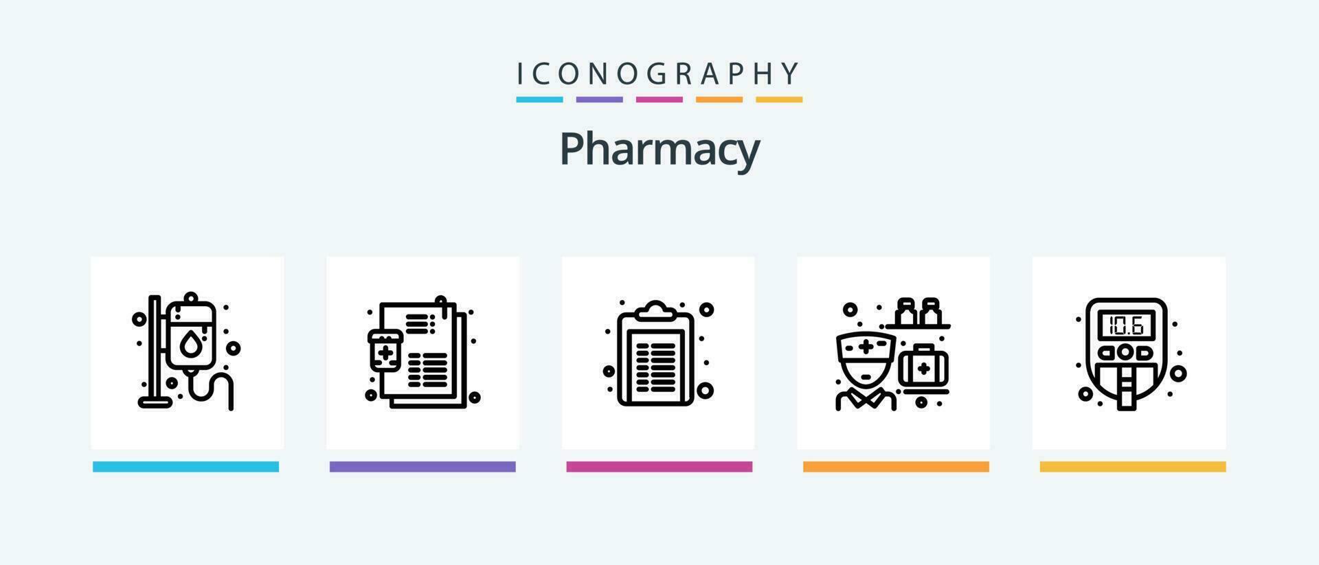 farmacia linha 5 ícone pacote Incluindo colher. medindo. cápsula. alimentando. remédio. criativo ícones Projeto vetor