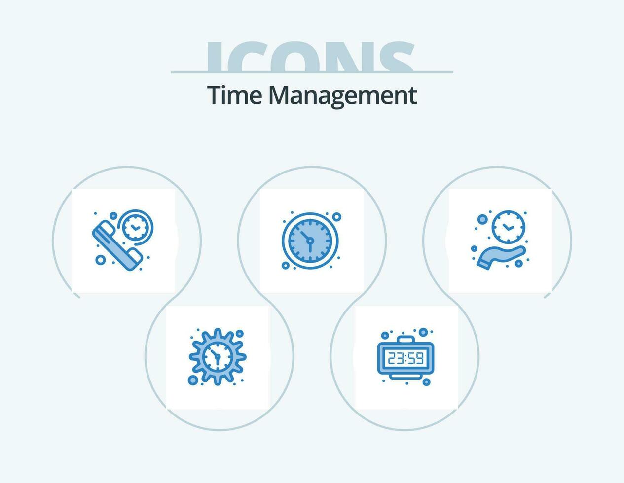 Tempo gestão azul ícone pacote 5 ícone Projeto. parede assistir. tempo. assistir. relógio. resumo vetor