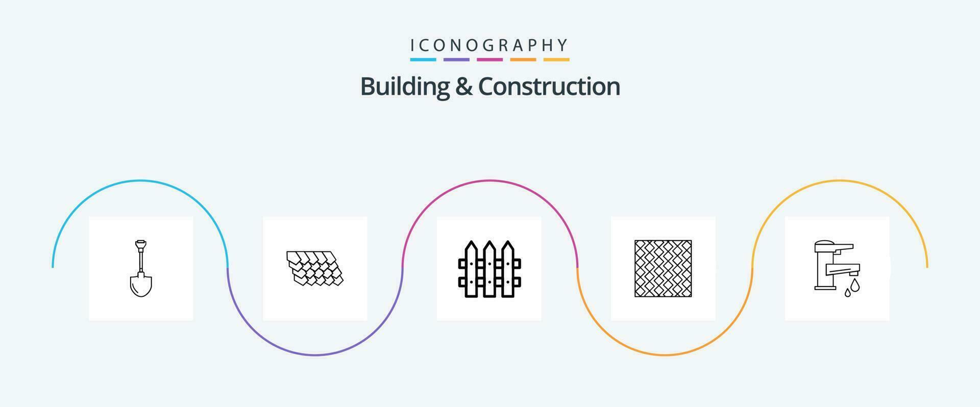 construção e construção linha 5 ícone pacote Incluindo azulejos. quadrado. construção. laje. telha vetor