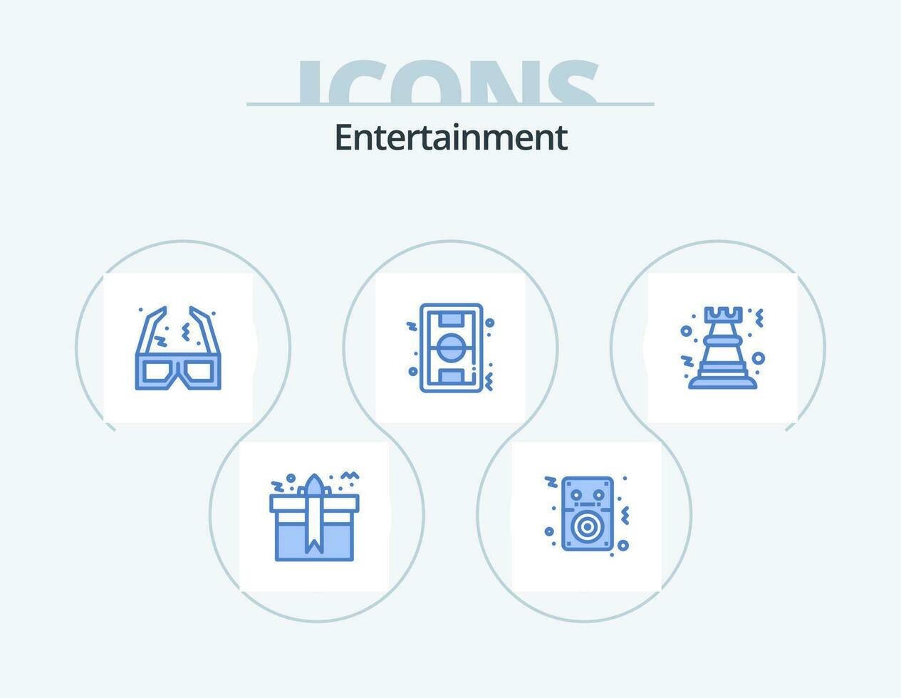 entretenimento azul ícone pacote 5 ícone Projeto. jogo. chão. jogador. campo. cinema vetor