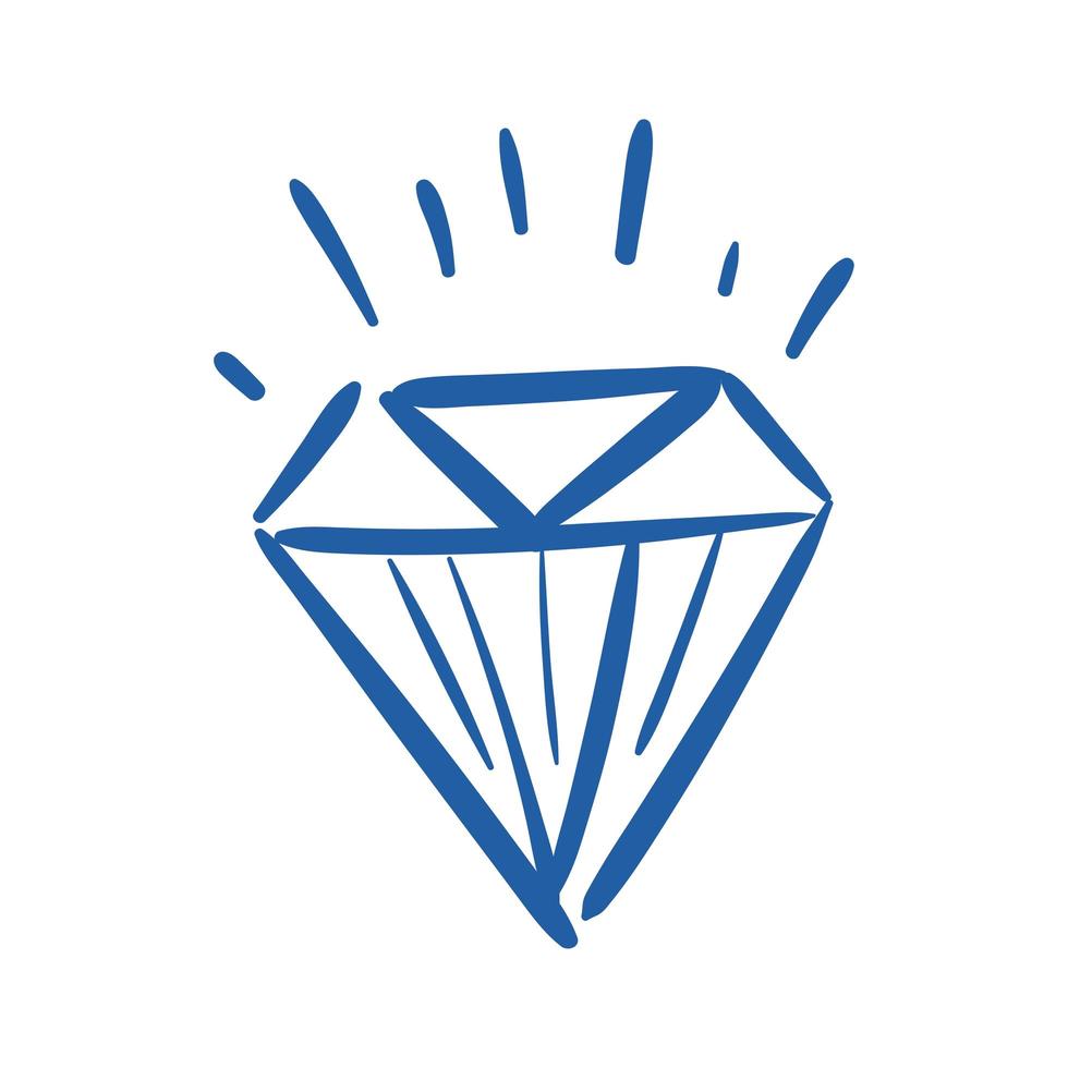 ícone de estilo de desenho de mão de rocha de diamante vetor