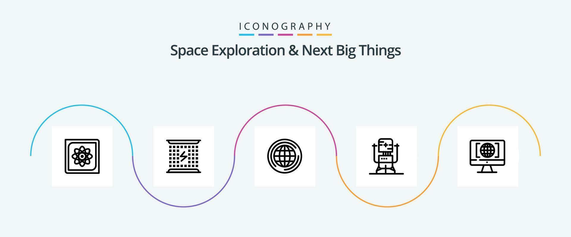 espaço exploração e Próximo grande coisas linha 5 ícone pacote Incluindo máquina. robô. eletromagnético. biochip. grande vetor