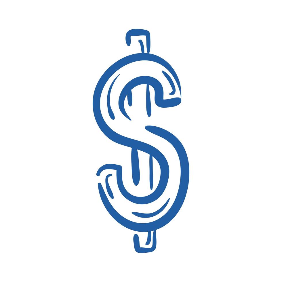 ícone de estilo de desenho de mão de símbolo de dólar vetor