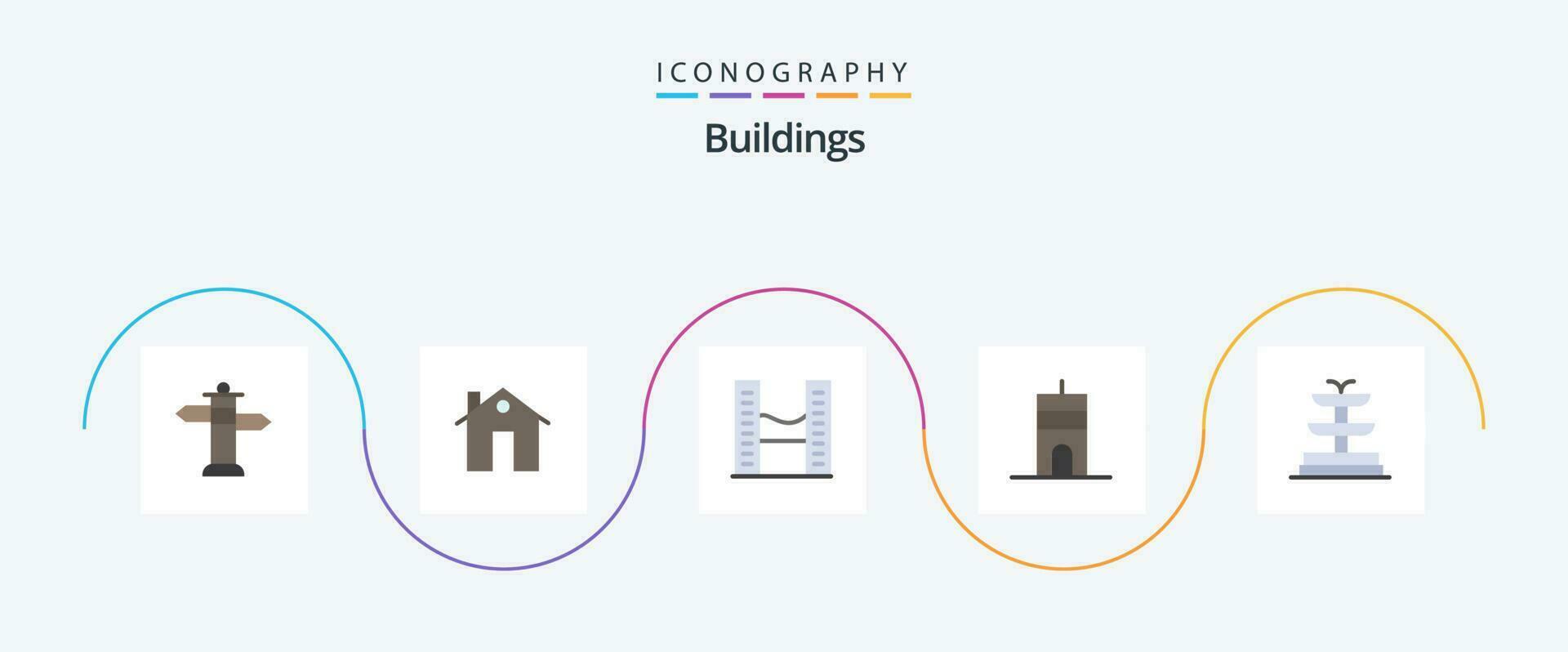 edifícios plano 5 ícone pacote Incluindo água. torre. edifícios. sinal. antena vetor