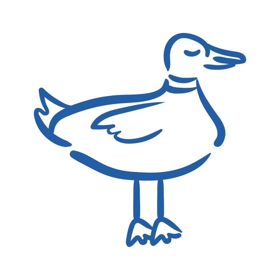 ícone de estilo de desenho de mão de pássaro de pato vetor