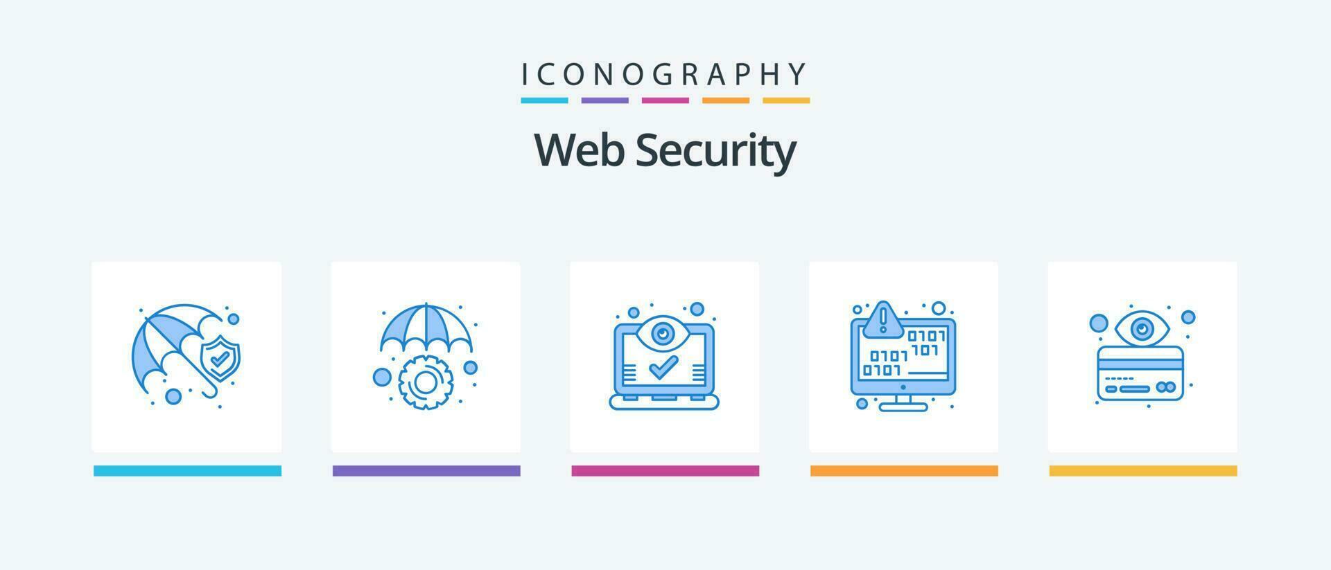 rede segurança azul 5 ícone pacote Incluindo erro. codificação. computador. dados criptografia. Visualizações. criativo ícones Projeto vetor