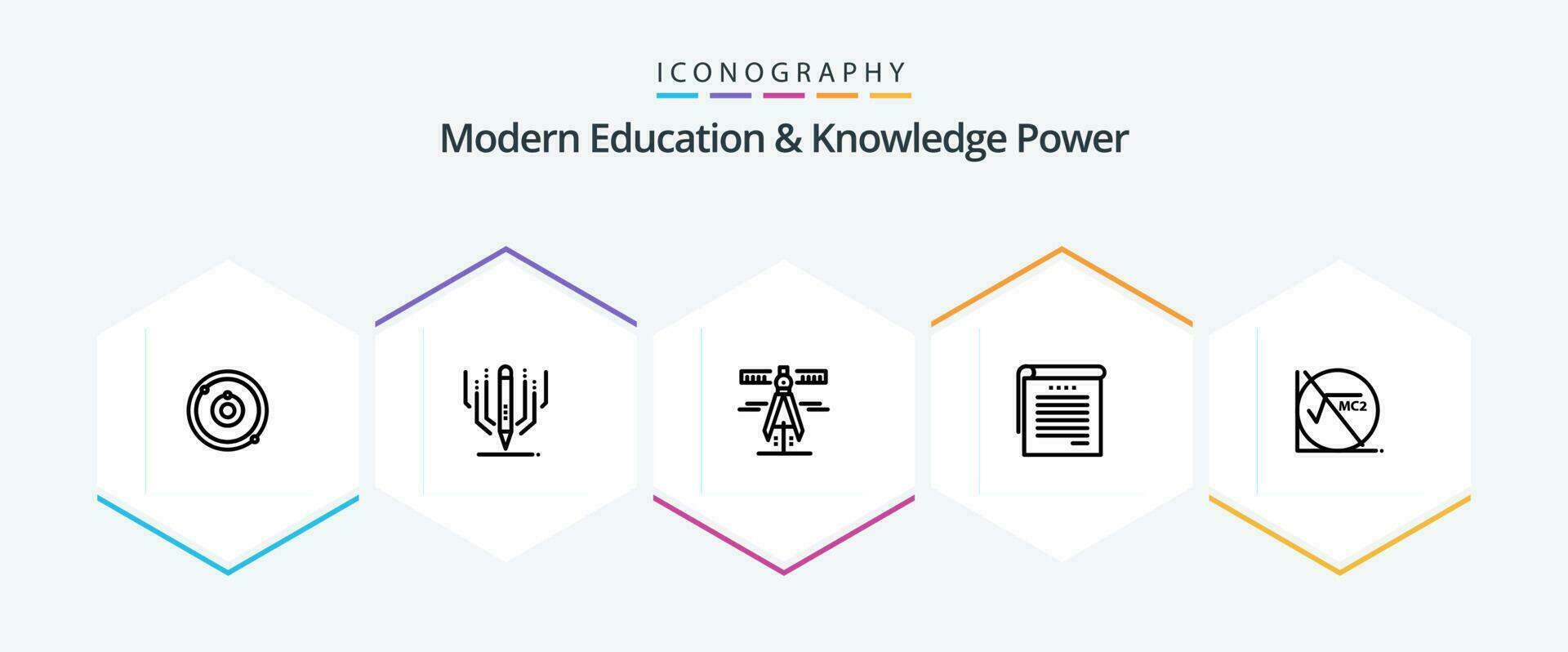 moderno Educação e conhecimento poder 25 linha ícone pacote Incluindo matemática . livros . Educação. notas. a medida vetor