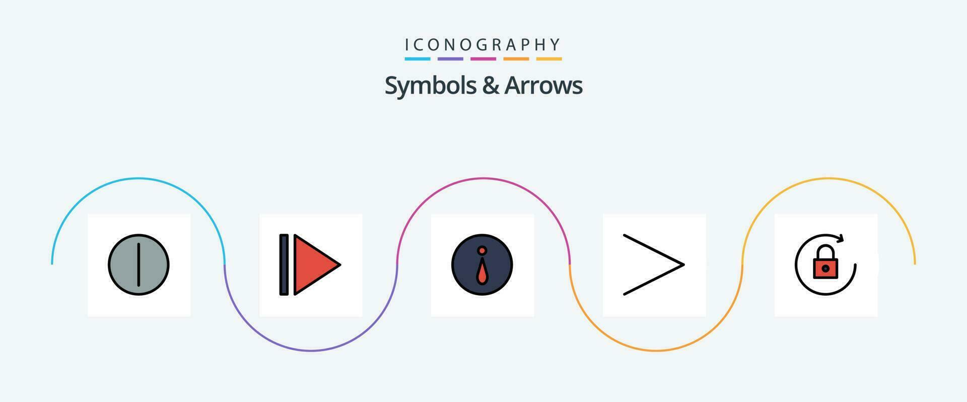 símbolos e Setas; flechas linha preenchidas plano 5 ícone pacote Incluindo . próximo. rodar vetor