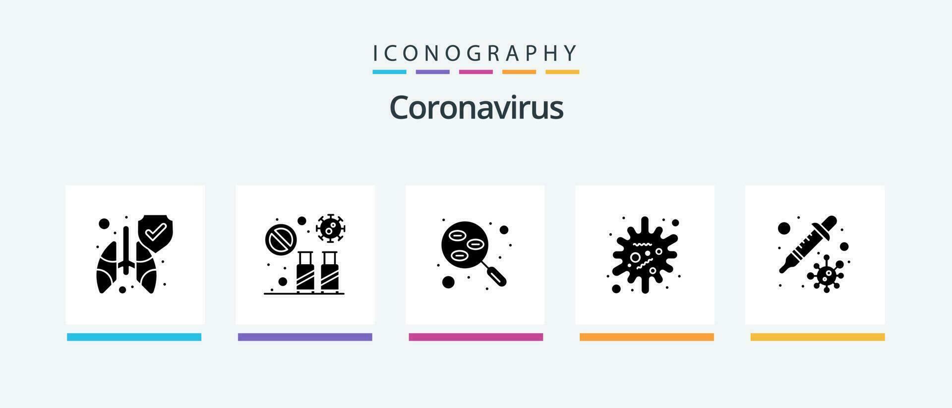 coronavírus glifo 5 ícone pacote Incluindo conta-gotas. epidemia. banido. doença. amostra. criativo ícones Projeto vetor