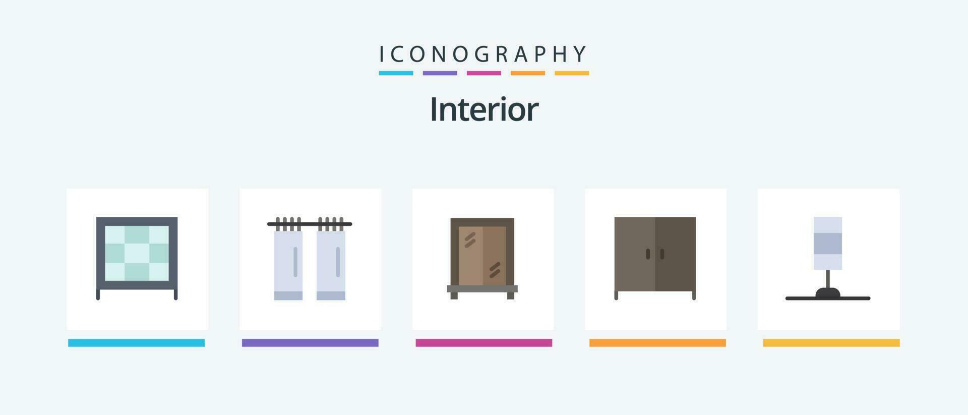 interior plano 5 ícone pacote Incluindo . mobiliário. lâmpada. criativo ícones Projeto vetor