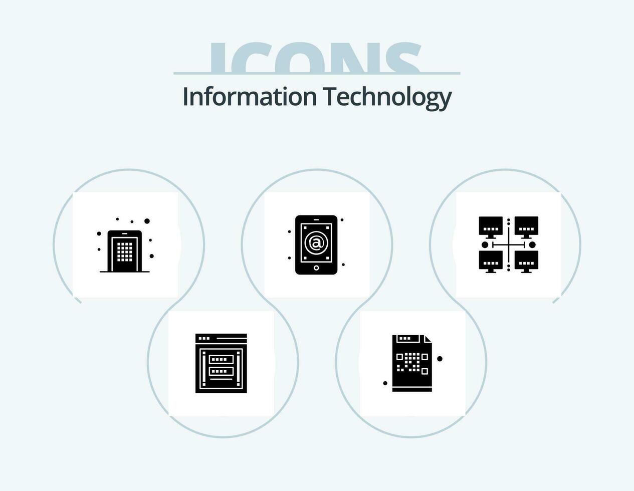 em formação tecnologia glifo ícone pacote 5 ícone Projeto. caixa de entrada. aplicativo. arquivo. PIN código. Móvel vetor