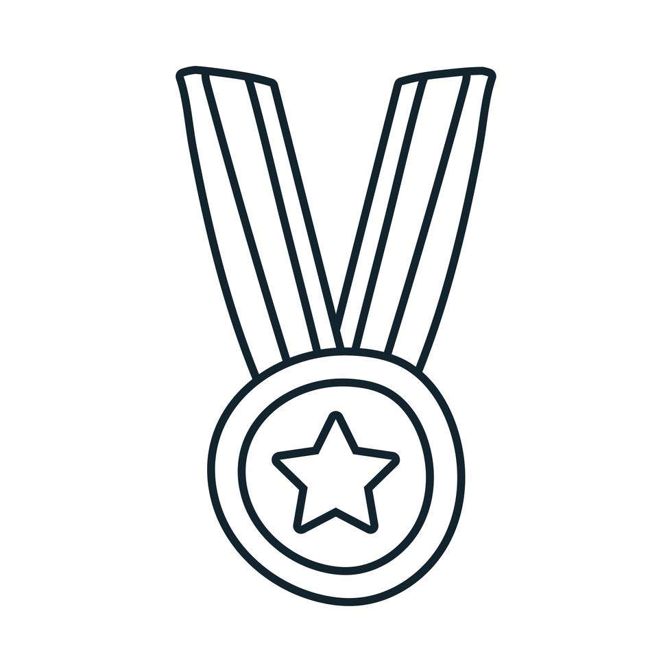 medalha com ícone de estilo de linha estrela vetor