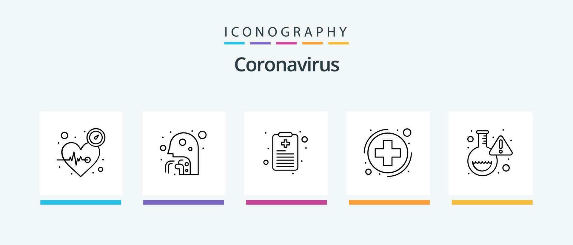 coronavírus linha 5 ícone pacote Incluindo relatório. saúde gráfico. dna. assistência médica. tosse. criativo ícones Projeto vetor