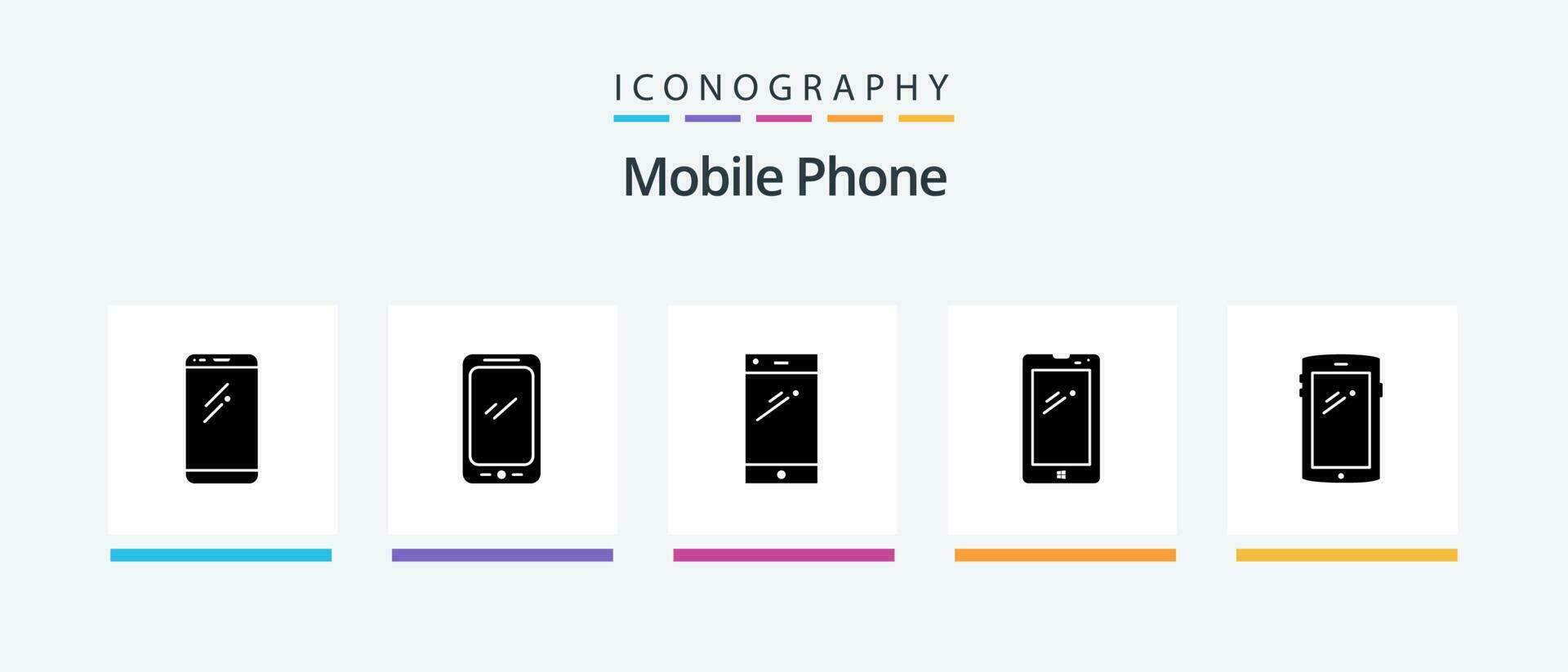 pacote de ícones de glifo 5 para celular, incluindo design de ícones criativos vetor