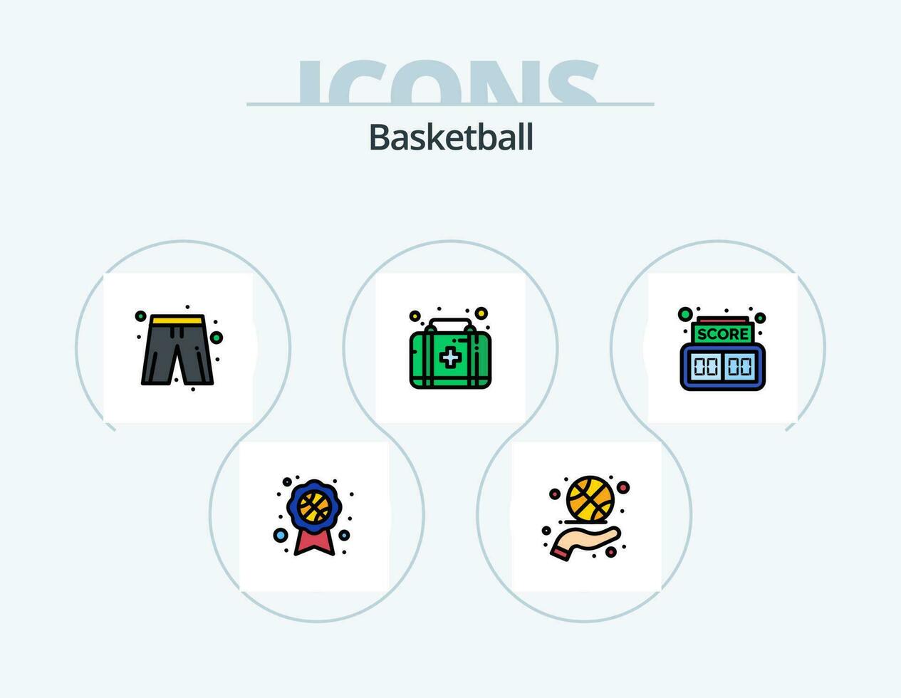 basquetebol linha preenchidas ícone pacote 5 ícone Projeto. basquetebol. assistir. fitness. coração. batida vetor