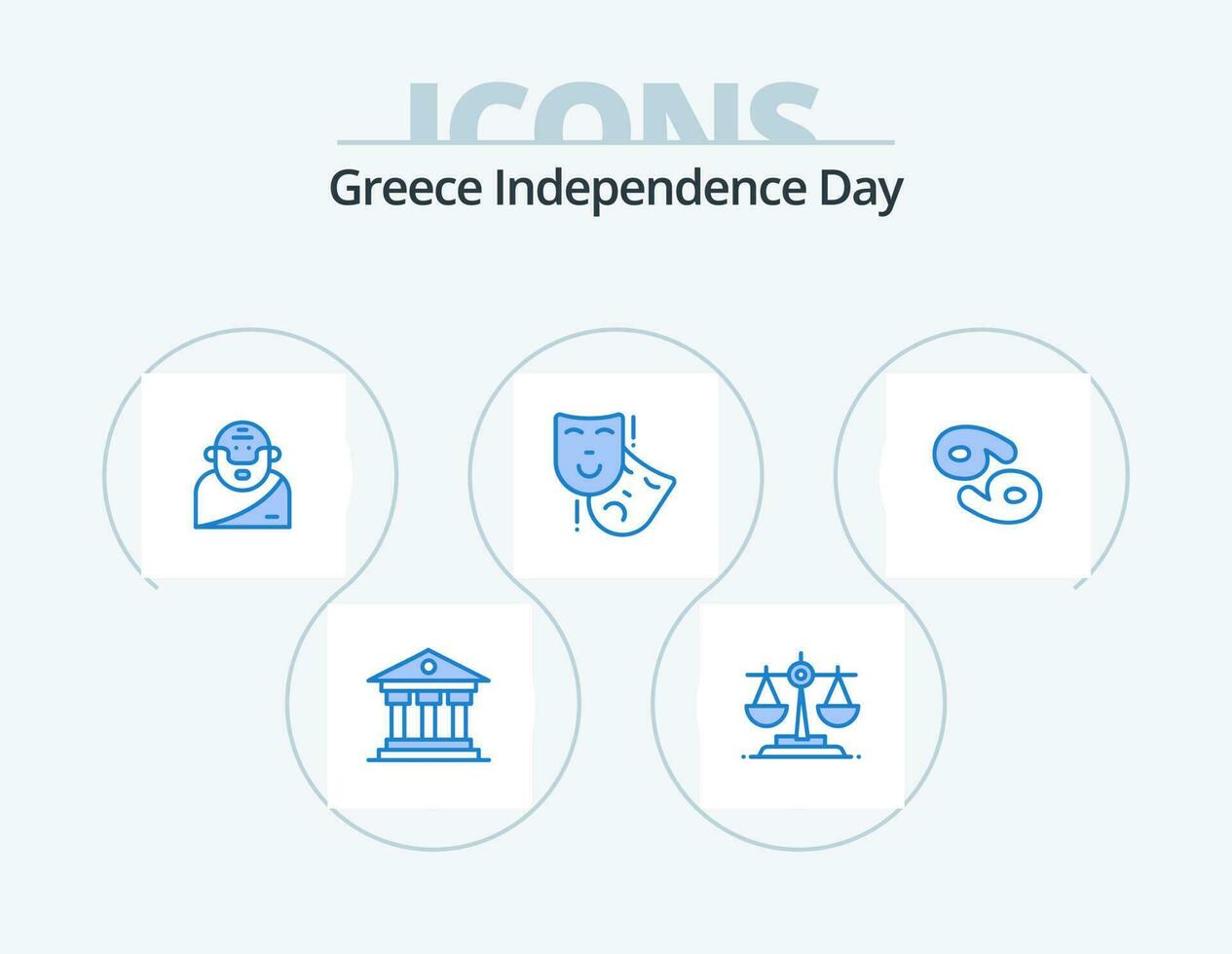 Grécia independência dia azul ícone pacote 5 ícone Projeto. zodíaco . astrologia. grego. teatro. máscaras vetor
