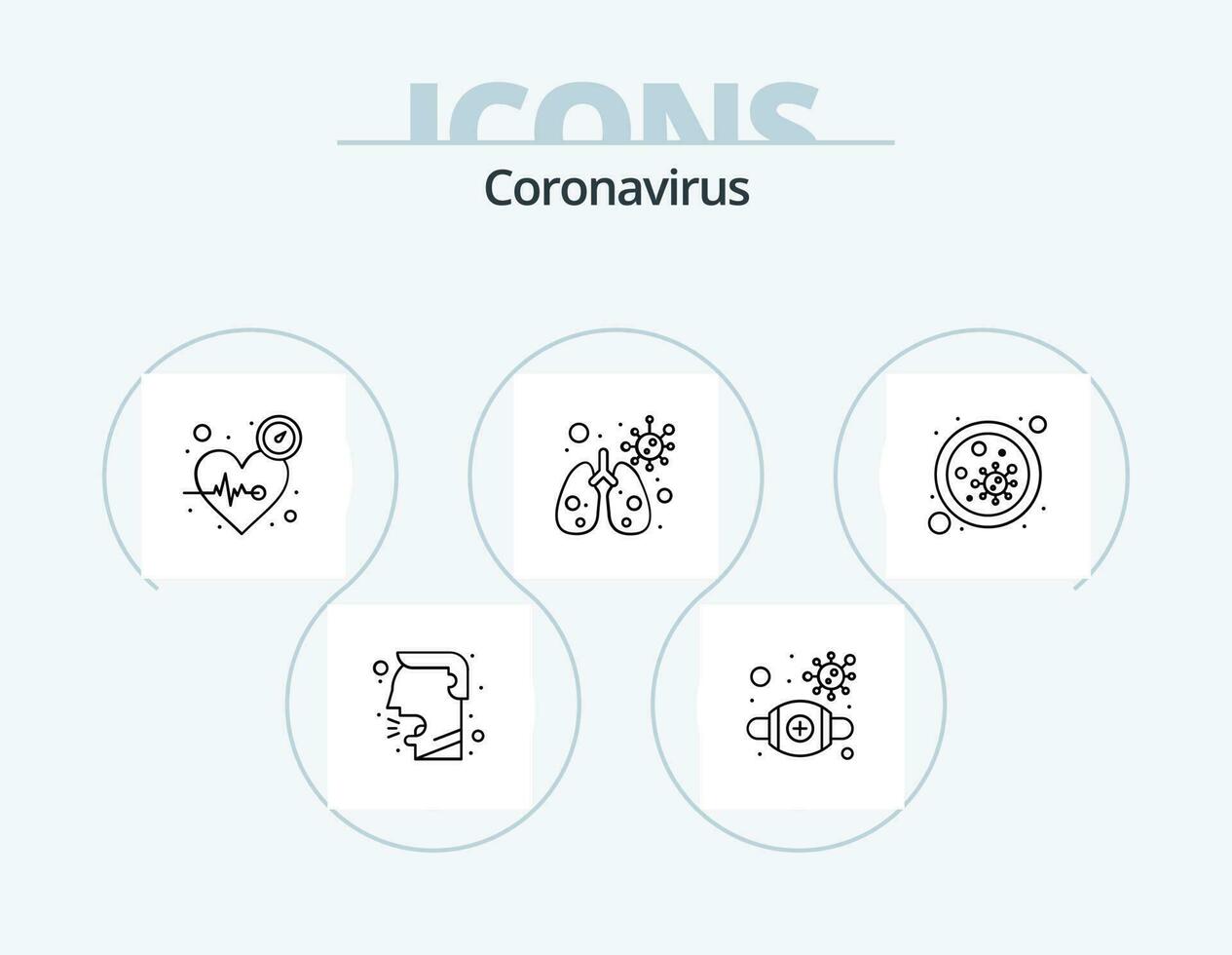 coronavírus linha ícone pacote 5 ícone Projeto. saúde Cuidado. cara. vírus. assistência médica. Tempo vetor