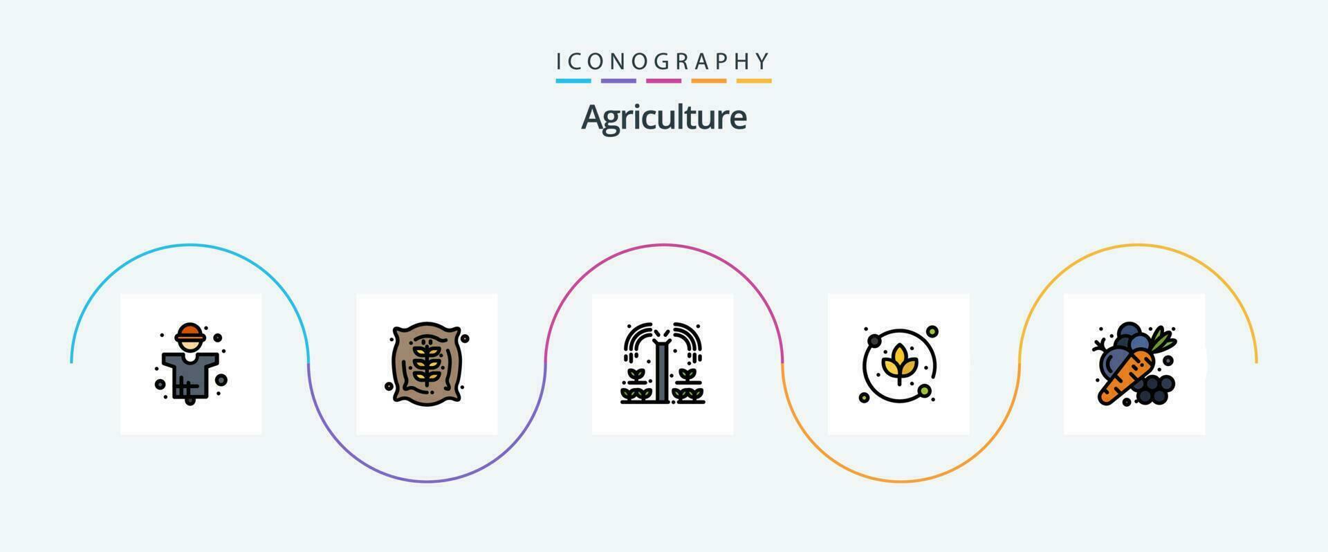 agricultura linha preenchidas plano 5 ícone pacote Incluindo cenoura. agricultura. Fazenda. plantar. plantar vetor