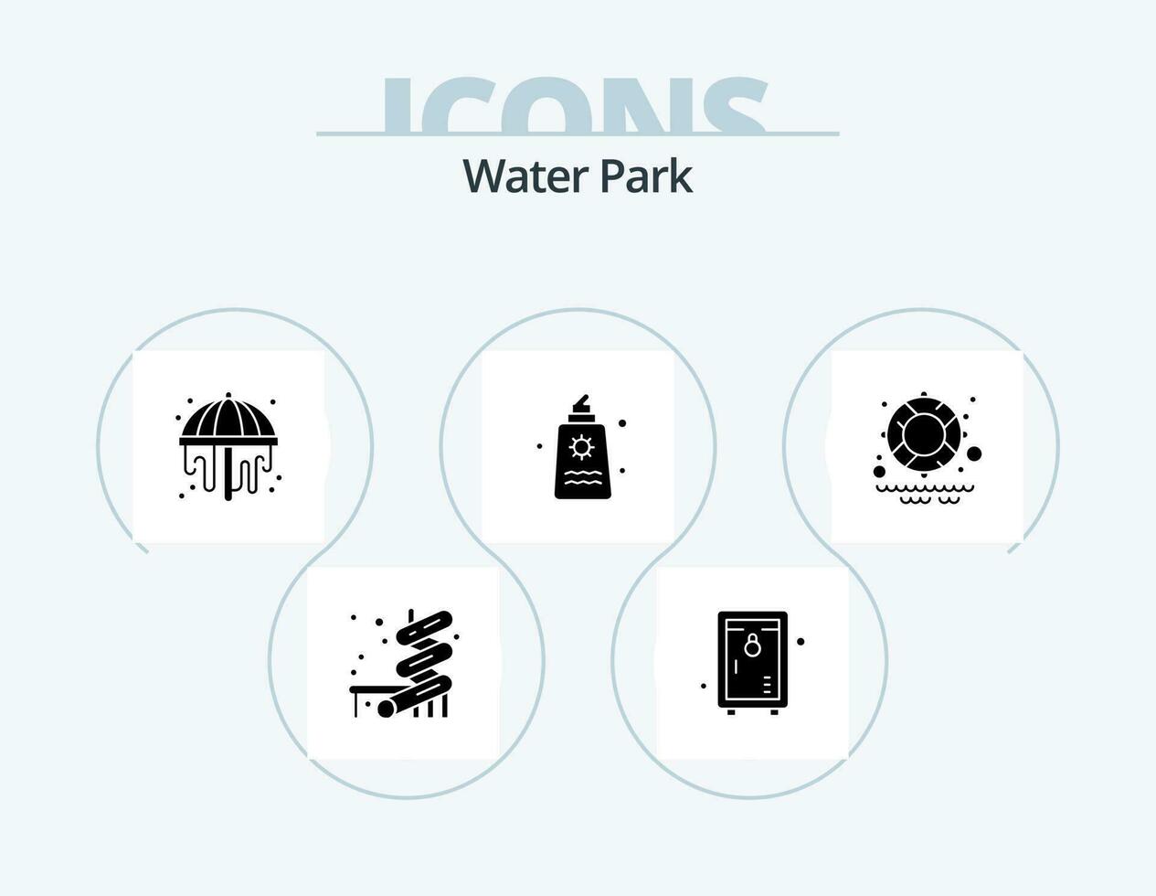 água parque glifo ícone pacote 5 ícone Projeto. parque. salva-vidas. parque. dia dos namorados dia. parque vetor