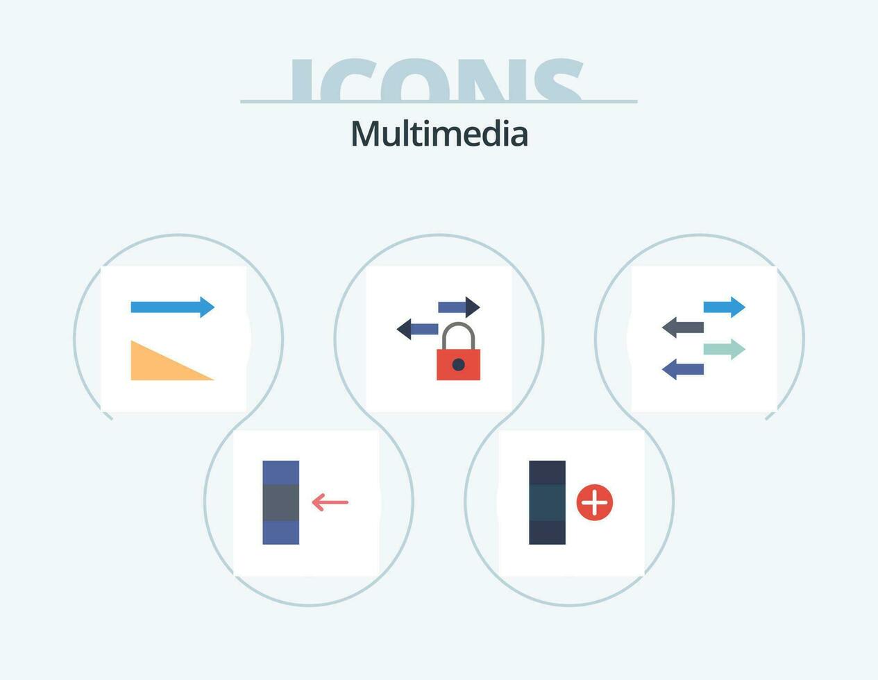multimídia plano ícone pacote 5 ícone Projeto. . . Ordenação. tráfego. exportação vetor