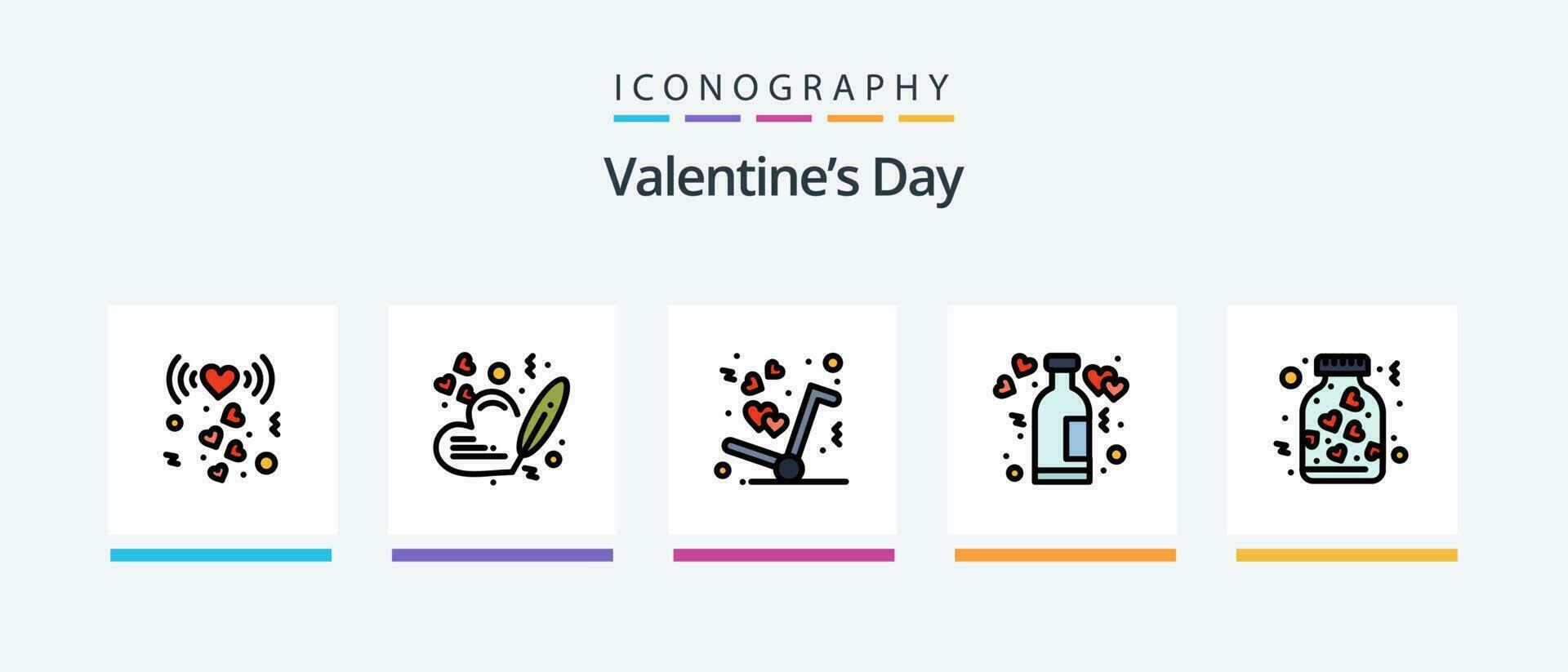 dia dos namorados dia linha preenchidas 5 ícone pacote Incluindo romance. coração. vida. romântico. amar. criativo ícones Projeto vetor