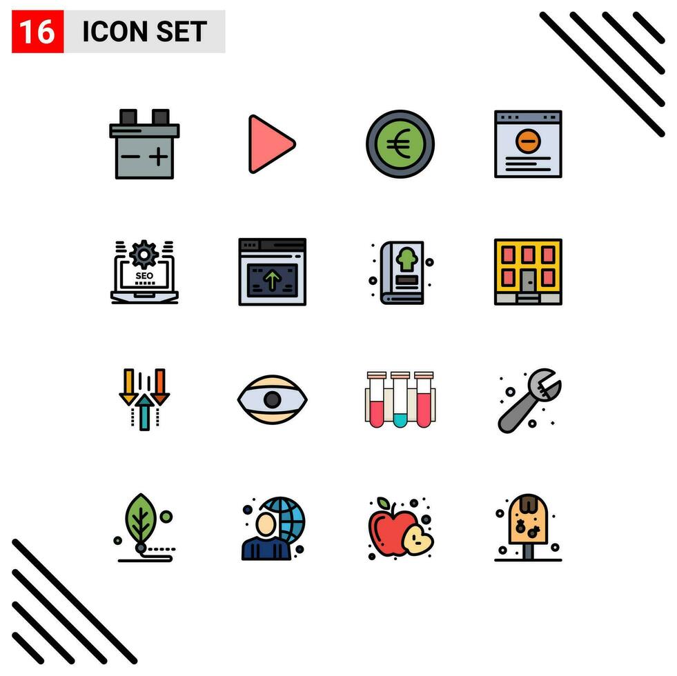 16 criativo ícones moderno sinais e símbolos do página configuração navegador configuração computador portátil editável criativo vetor Projeto elementos