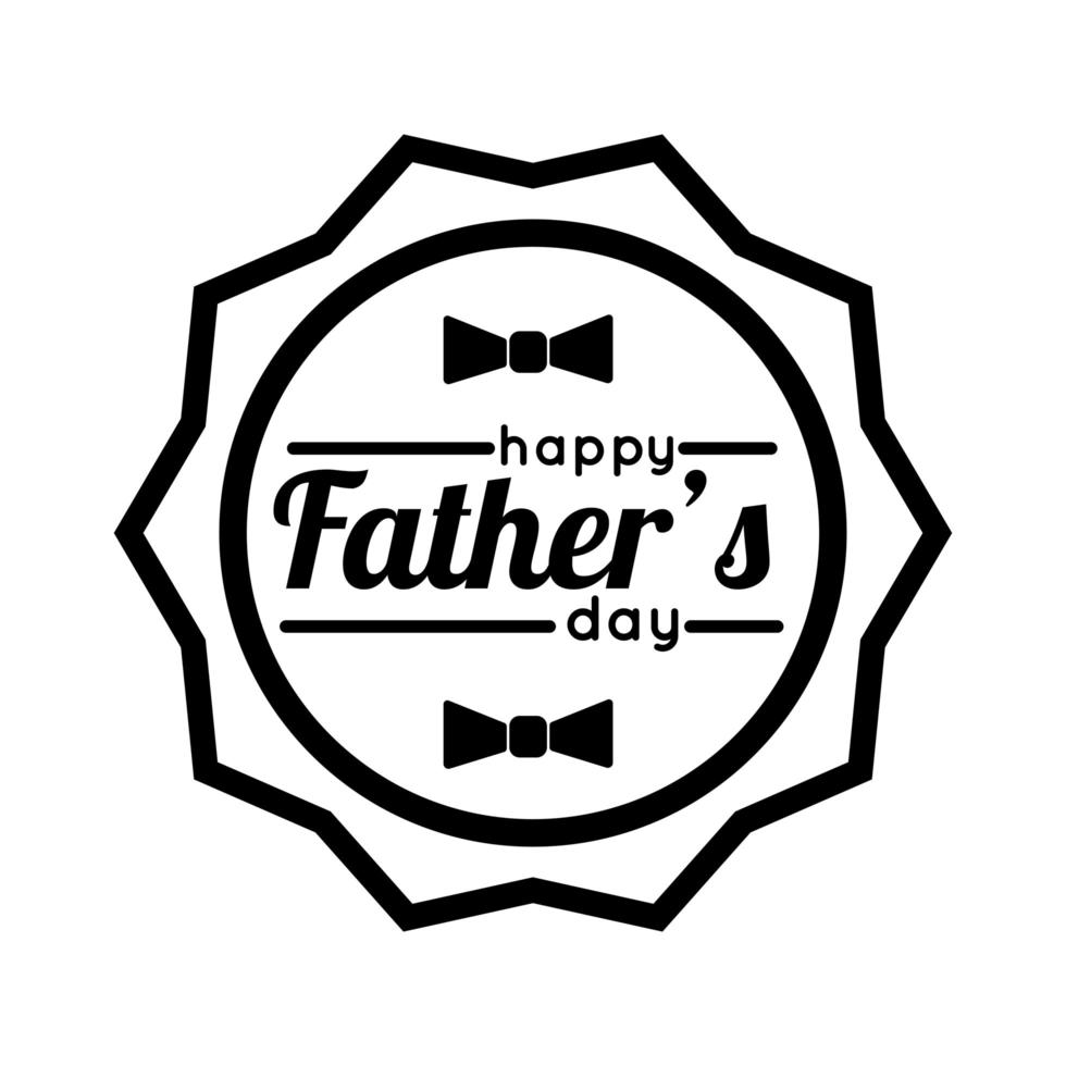 feliz dia dos pais selo com ícone de estilo de linha gravata borboleta vetor