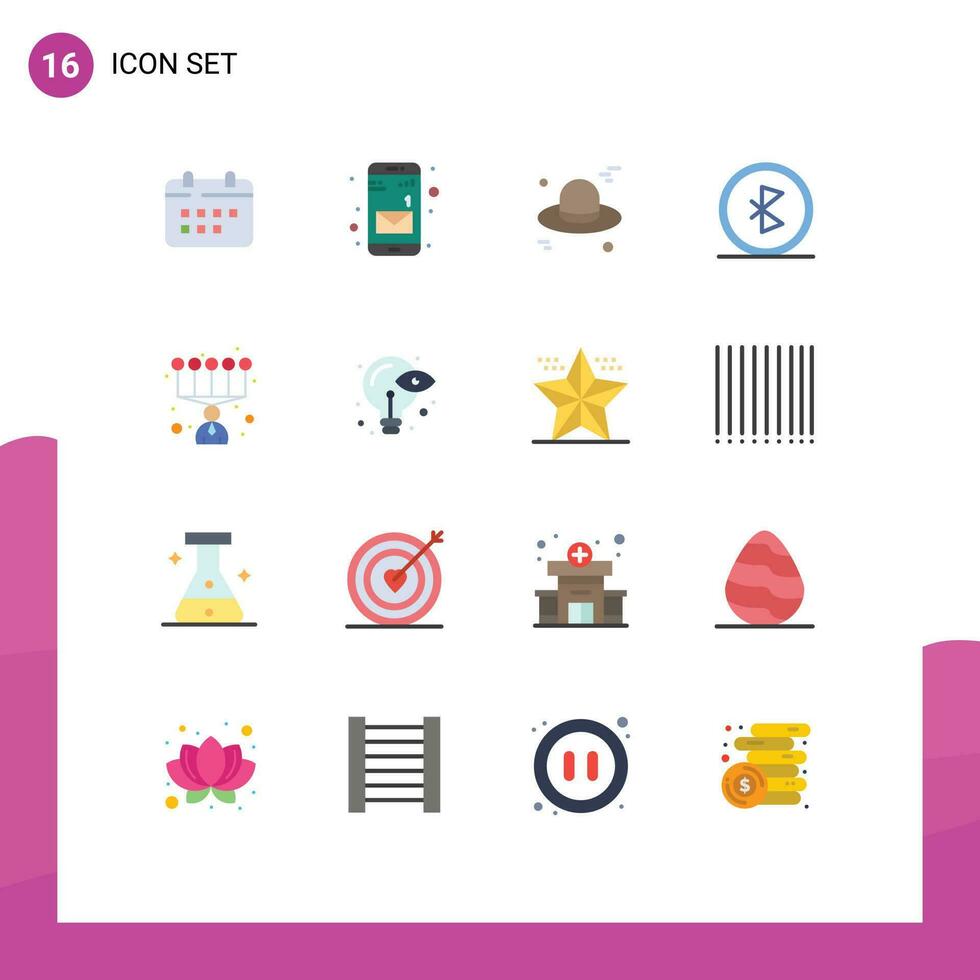 16 plano cor conceito para sites Móvel e apps pessoal Habilidades sem fio chapéu rede comunicação editável pacote do criativo vetor Projeto elementos