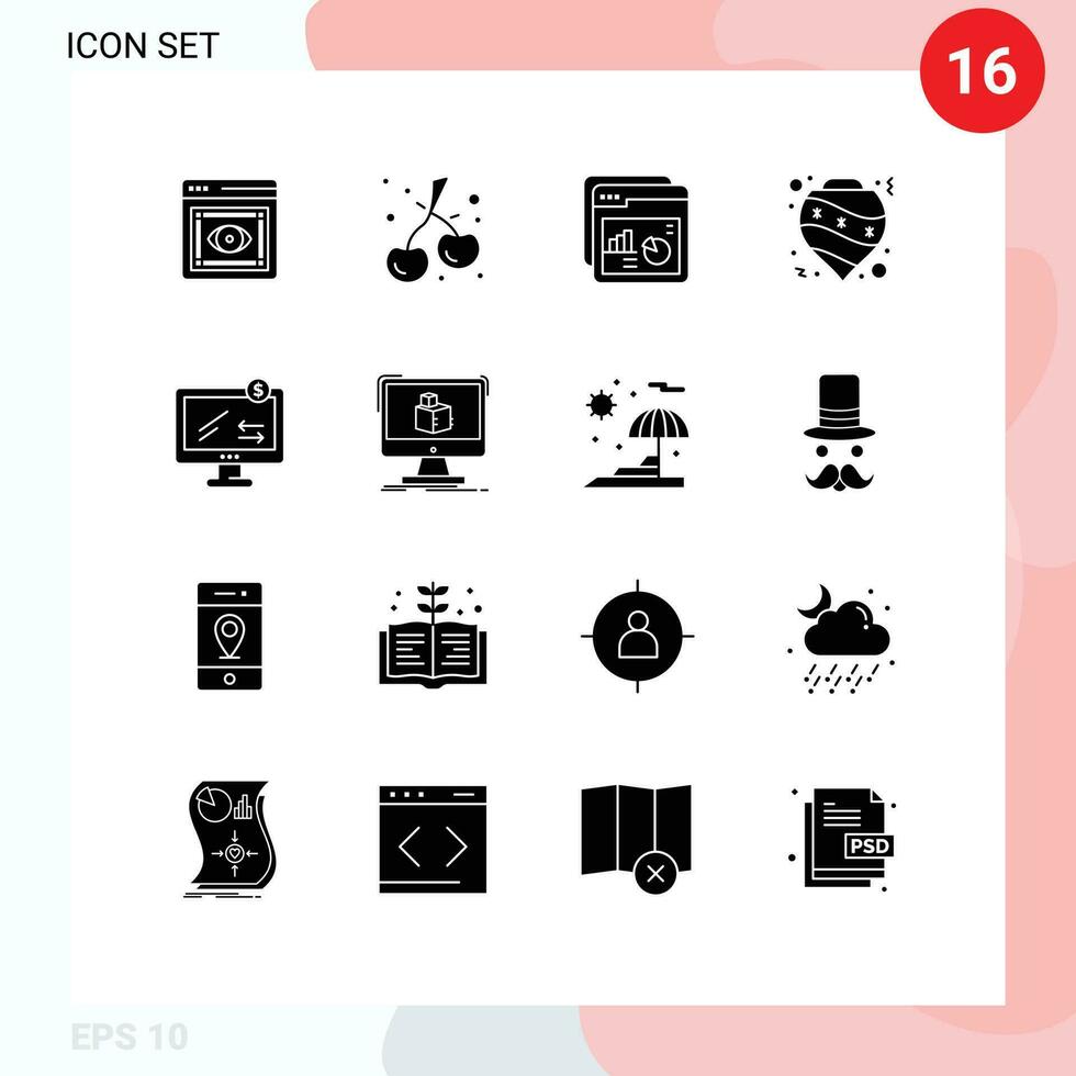 16 criativo ícones moderno sinais e símbolos do conectados decoração gráfico Natal bolas editável vetor Projeto elementos