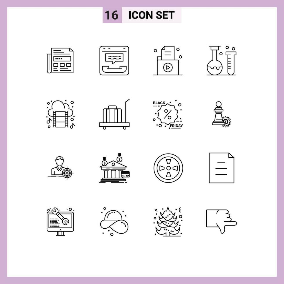 16 criativo ícones moderno sinais e símbolos do laboratório Educação Socorro química escritório editável vetor Projeto elementos
