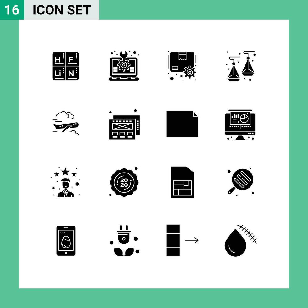 16 criativo ícones moderno sinais e símbolos do avião joalheria computador portátil joalheria engrenagem editável vetor Projeto elementos