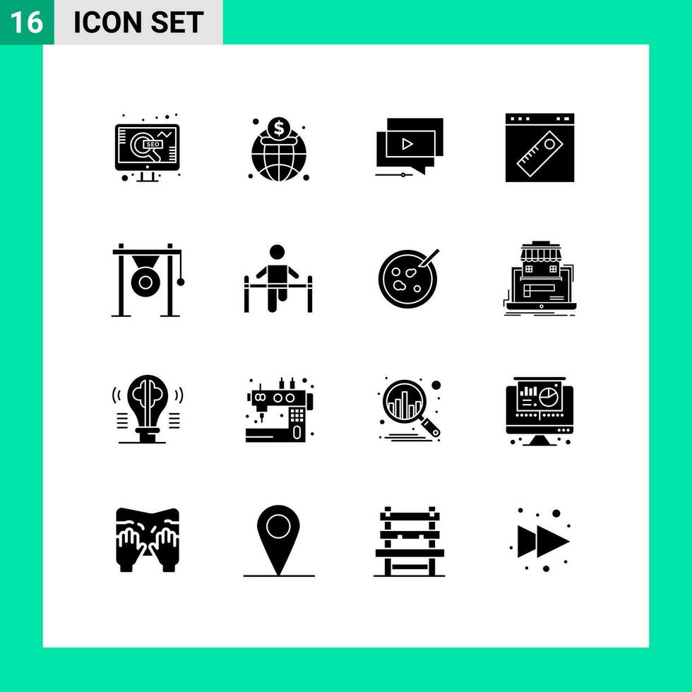 16 criativo ícones moderno sinais e símbolos do local na rede Internet ferramenta jogar página apresentação editável vetor Projeto elementos