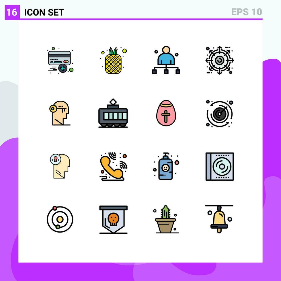 16 universal plano cor preenchidas linha sinais símbolos do pacote externo natural cabeça chefe editável criativo vetor Projeto elementos