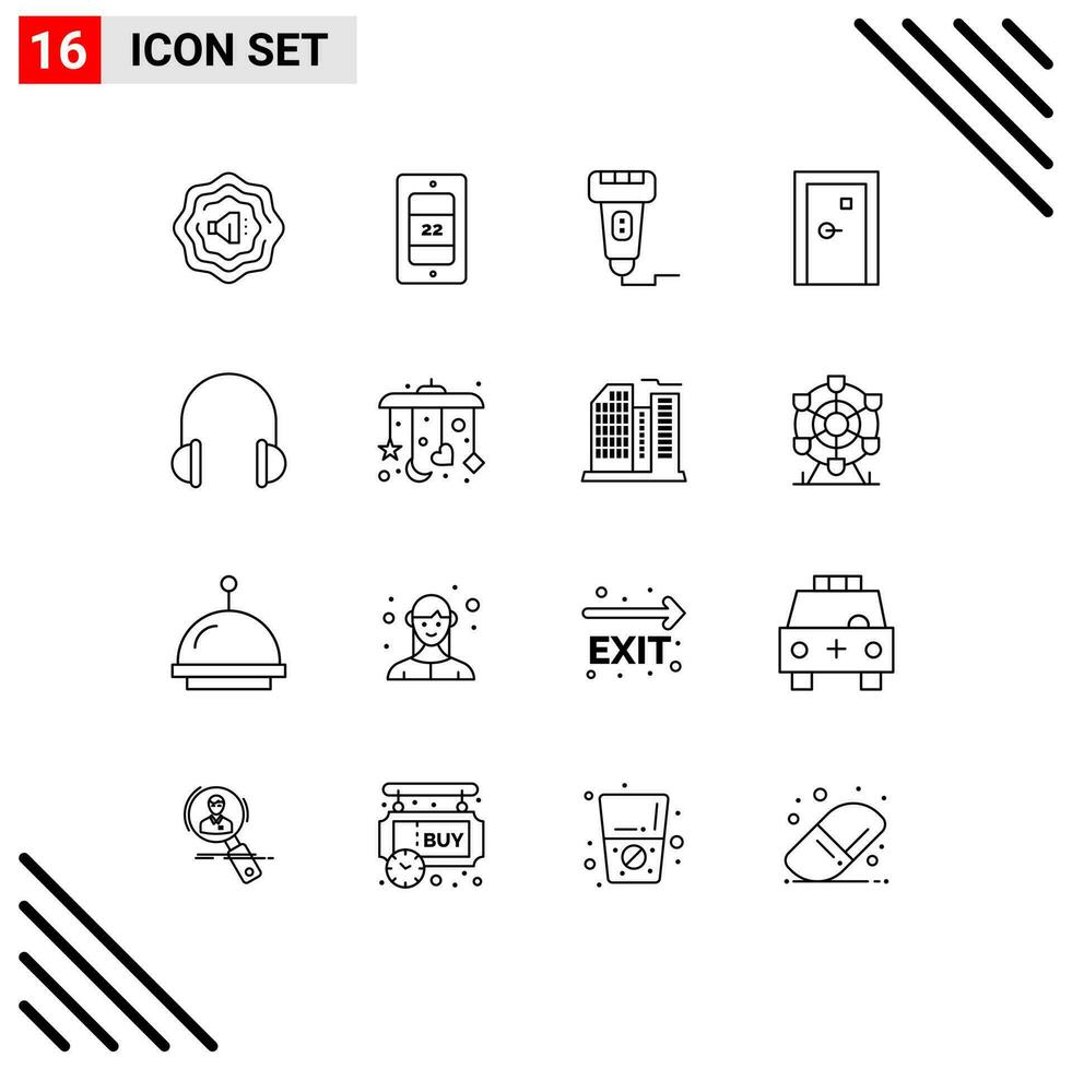 16 criativo ícones moderno sinais e símbolos do música fones de ouvido scanner audio Saída editável vetor Projeto elementos