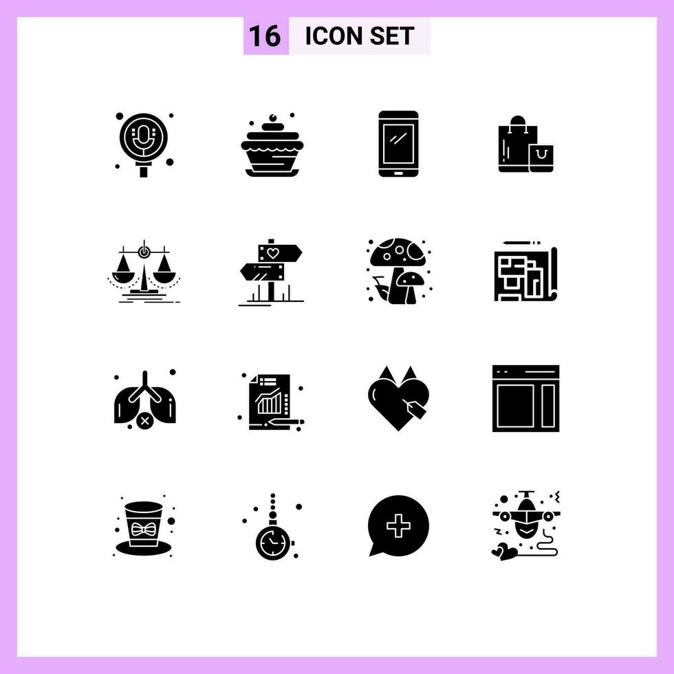 16 temático vetor sólido glifos e editável símbolos do Saldo mercado telefone comércio eletrônico Iphone editável vetor Projeto elementos