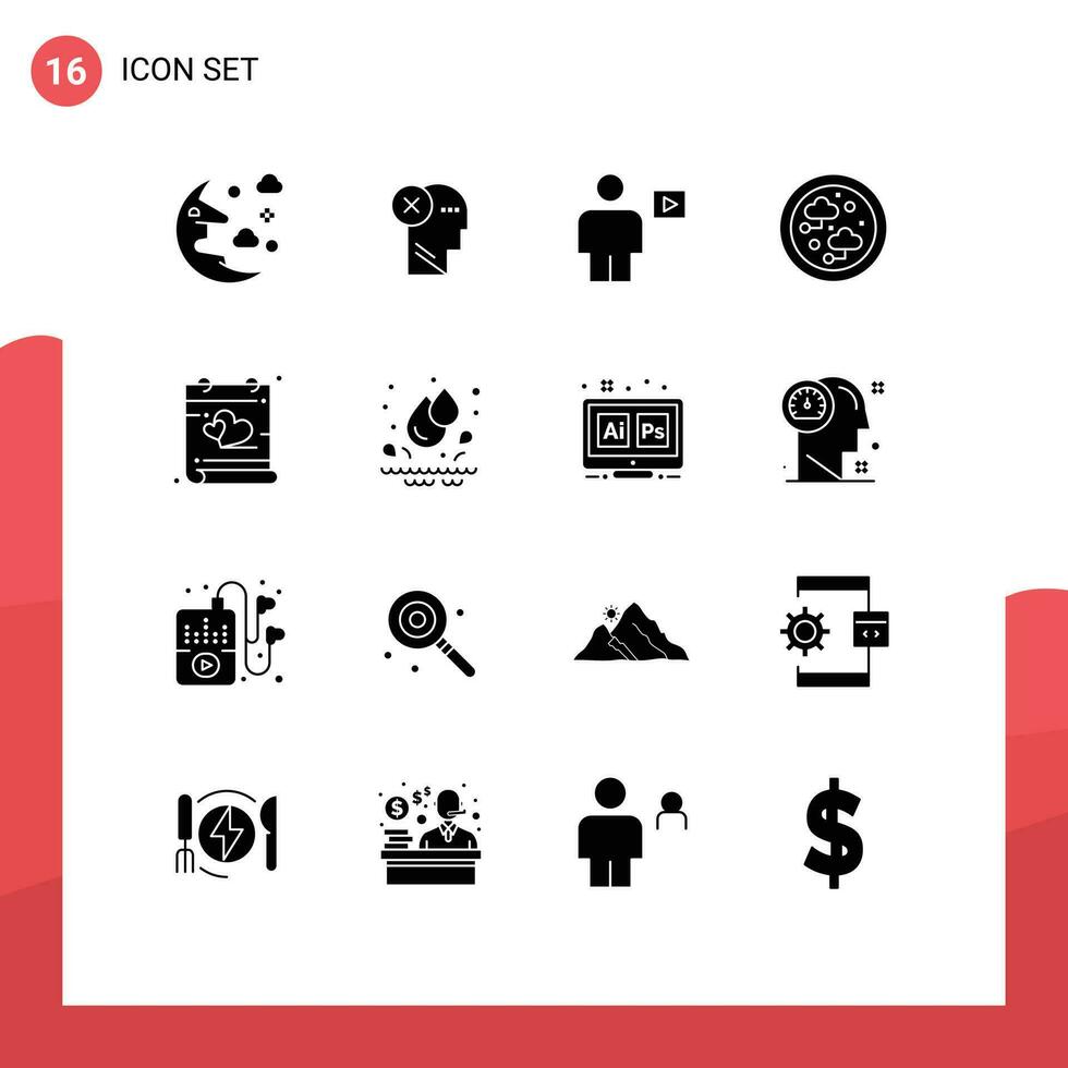 16 criativo ícones moderno sinais e símbolos do Internet vídeo marca reprodução corpo editável vetor Projeto elementos