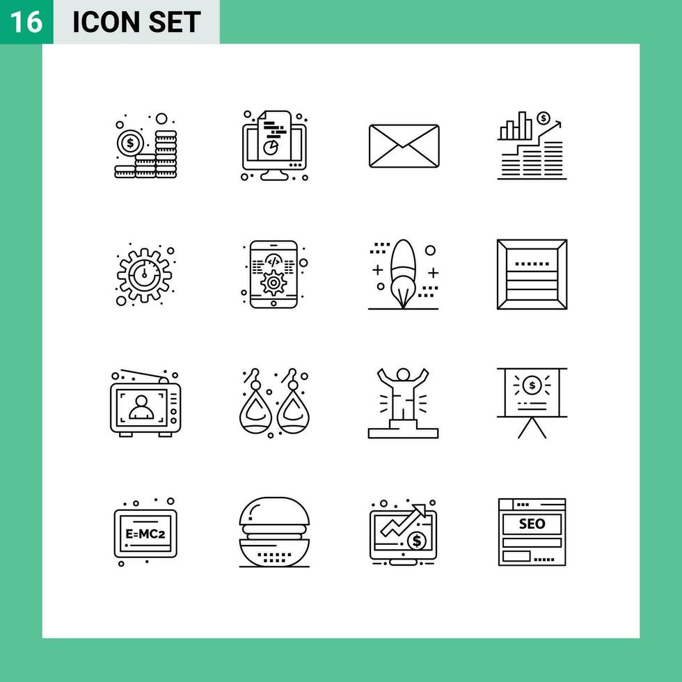 16 criativo ícones moderno sinais e símbolos do produtividade dinheiro documento investimento interface editável vetor Projeto elementos
