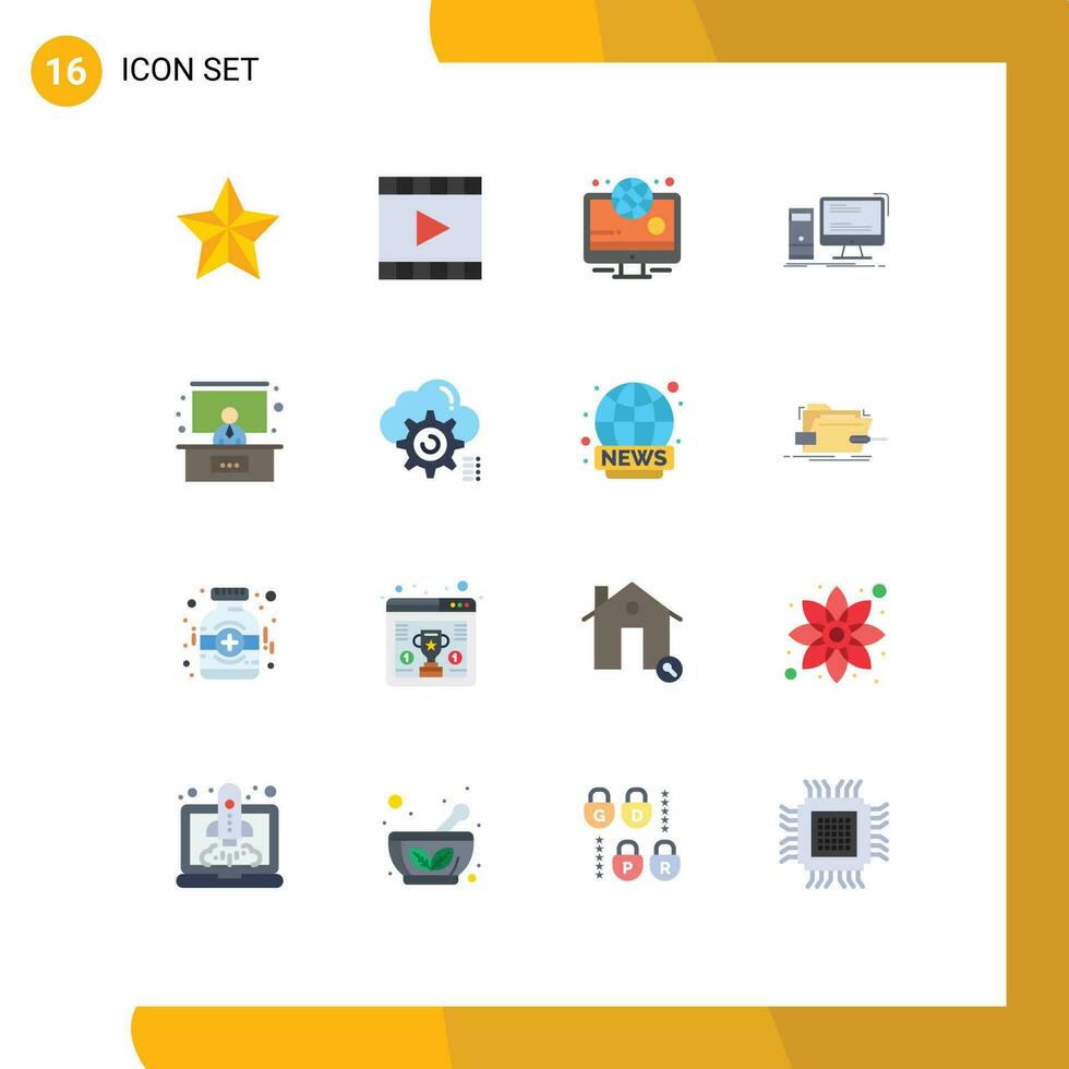 16 plano cor conceito para sites Móvel e apps conferência pc vídeo jogador jogos computador editável pacote do criativo vetor Projeto elementos