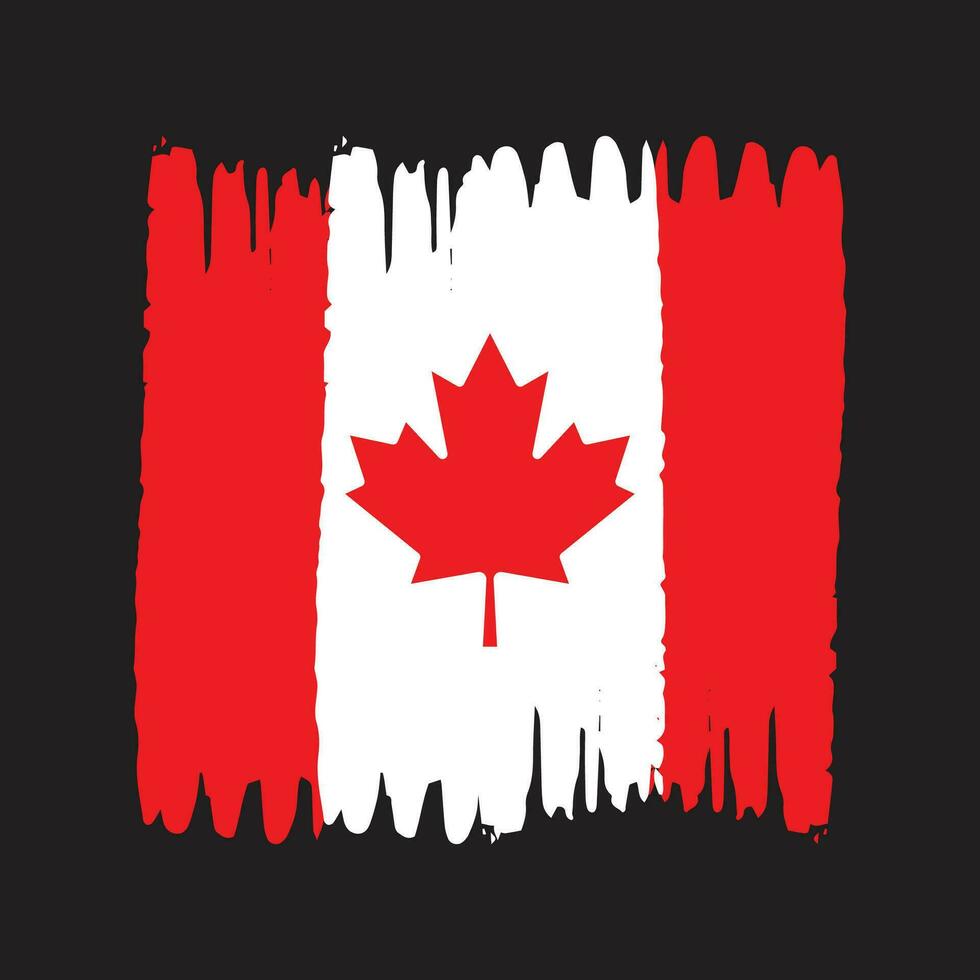 criativo mão desenhado escova acidente vascular encefálico bandeira do Canadá país vetor ilustração, Canadá bandeira escova acidente vascular encefálico