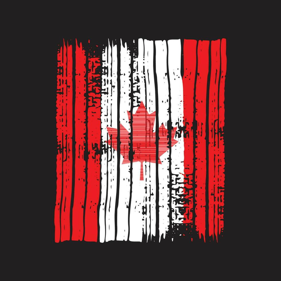 criativo mão desenhado escova acidente vascular encefálico bandeira do Canadá país vetor ilustração, Canadá bandeira escova acidente vascular encefálico