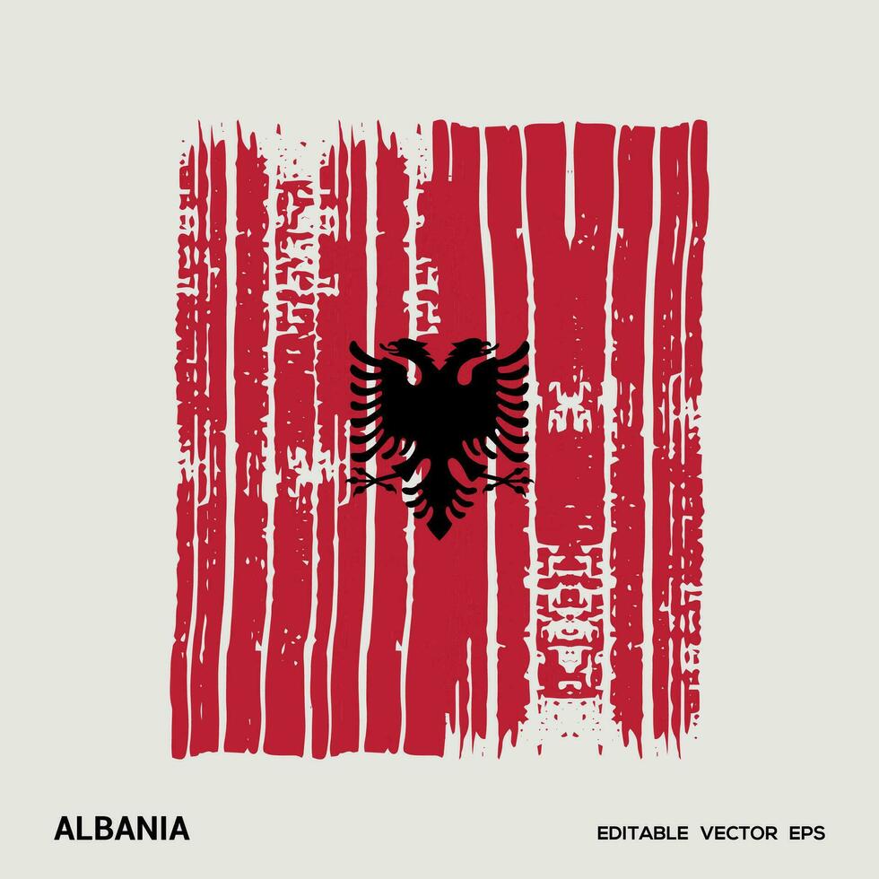 Albânia bandeira escova vetor AVC, bandeira do Albânia dentro grunge escova AVC.