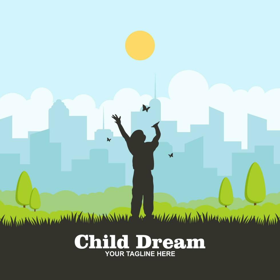 crianças Sonhe logotipo Projeto vetor ilustração, criativo Sonhe crianças logotipo Projeto conceito modelo, símbolos ícones