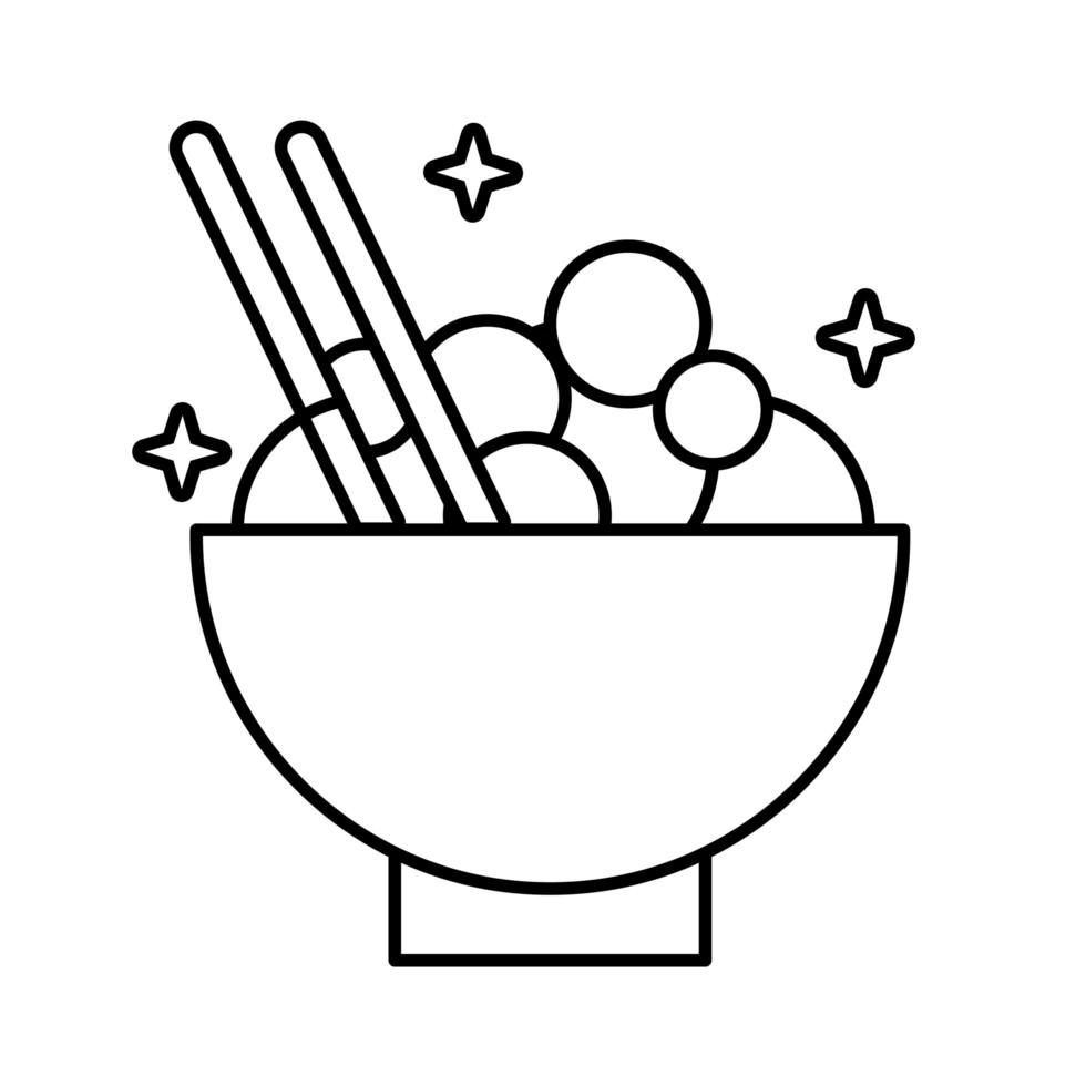 ícone de estilo de linha de comida de prato chinês vetor