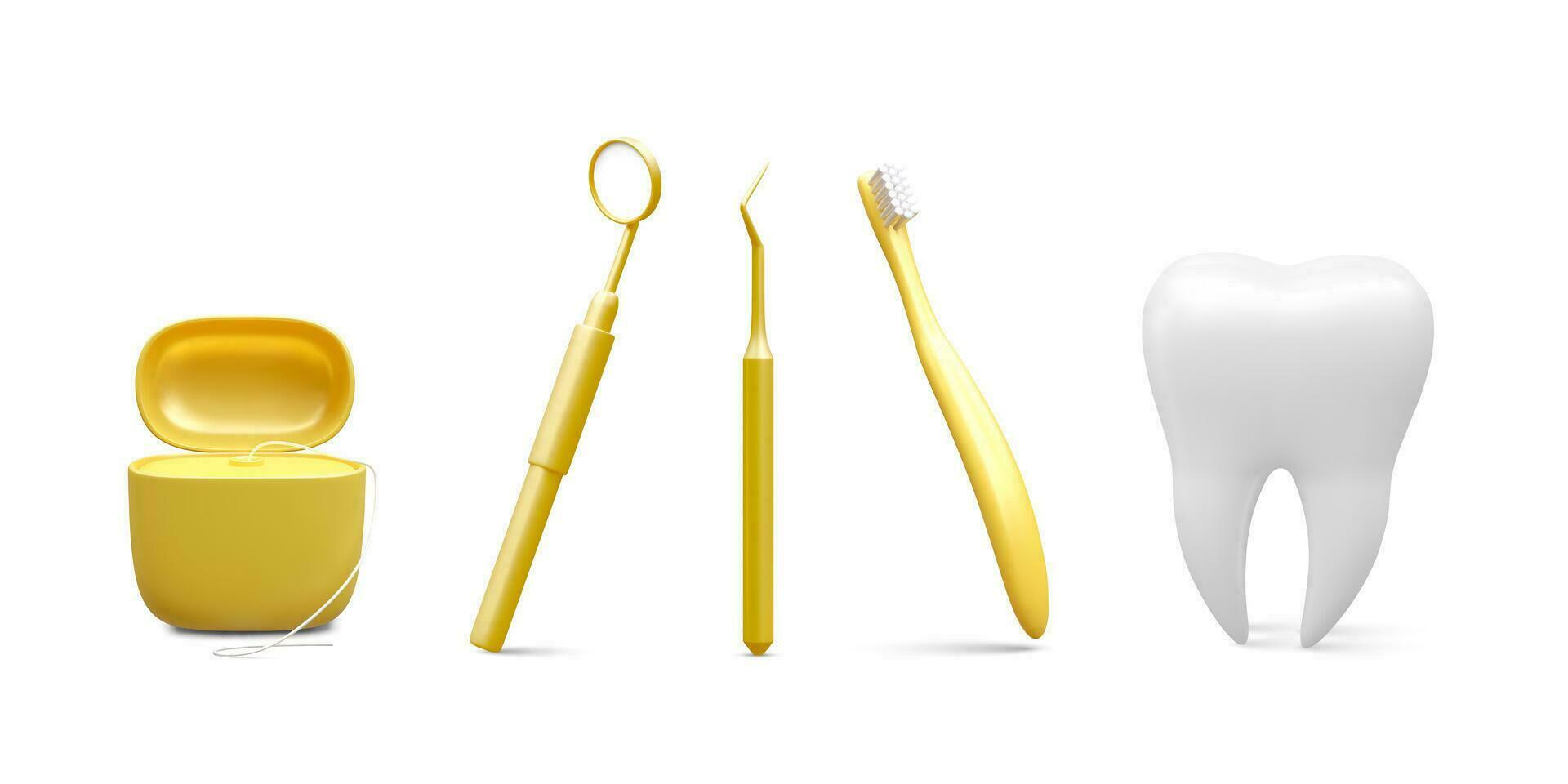 realista dental Ferramentas isolado em branco fundo. conceito do dentes dental Cuidado. vetor ilustração