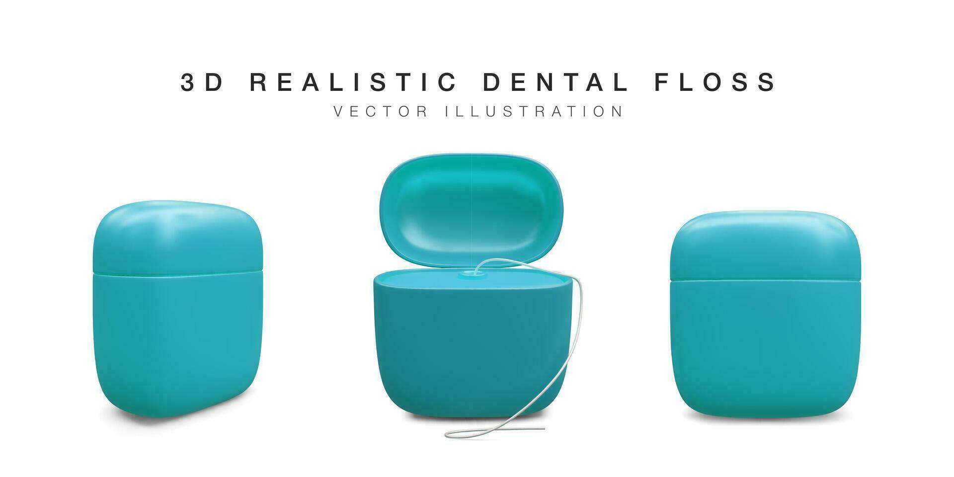 conjunto do realista dentes fio dental isolado em branco fundo. conceito 3d dental Cuidado. vetor ilustração